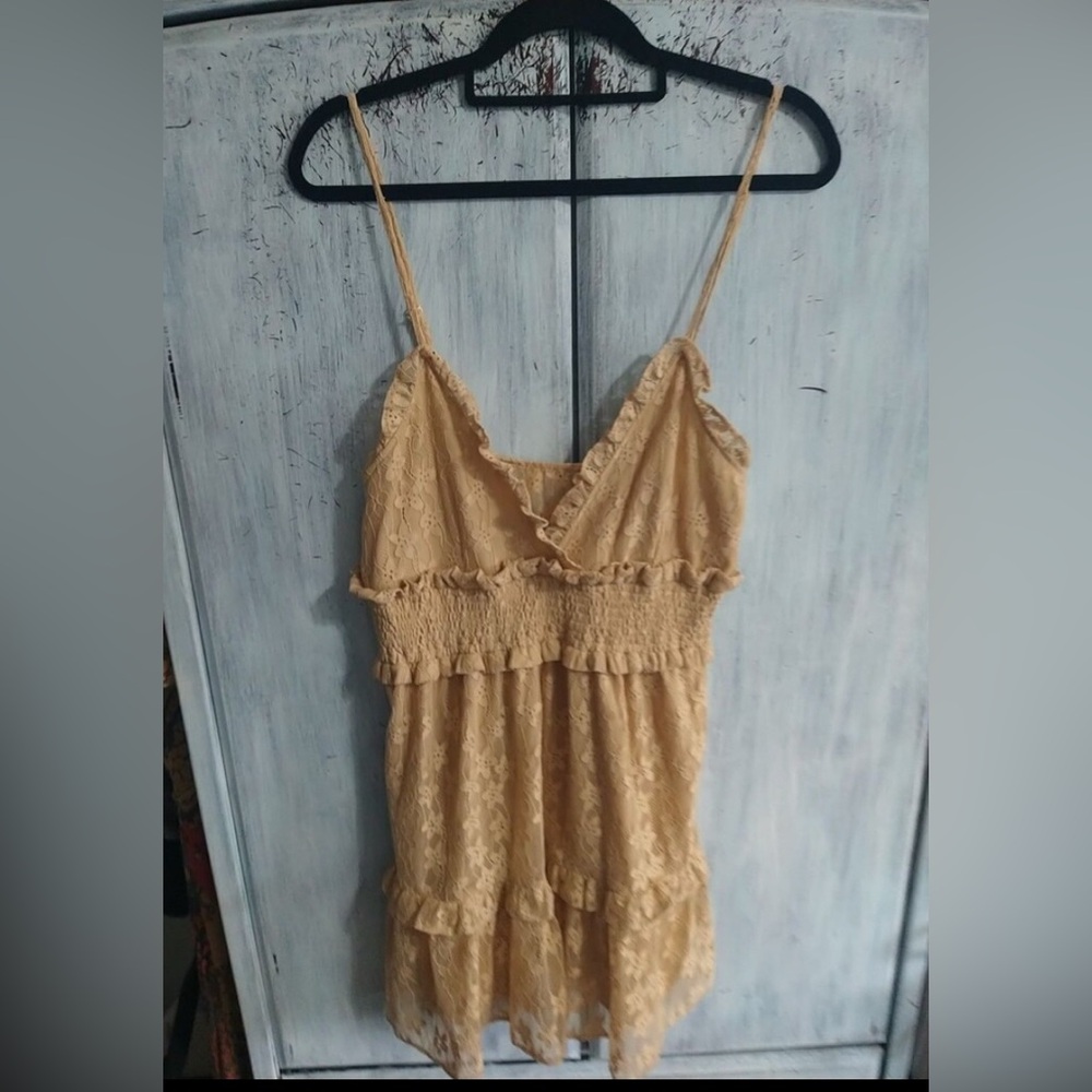 Favlux Lace Ajustable Strap Ruffled Dress Sz Large Feminine Cottage Core Boho